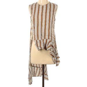 ZARA Woman Size Small Sleeveless Asymmetrical Blouse w/ Stripes